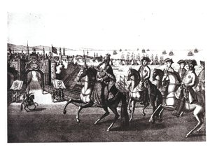 Catalina II (1729-96) la Grande, entrando en uno de los puertos de Crimea capturados a los turcos de G. Baltazar